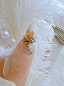 10 szt. ręcznie robionych akcesoriów do paznokci, w tym emaliowane bursztynowe elementy, ozdoby do paznokci francuskich, kwadratowe kryształy, paznokcie baletowe, samoprzylepne paznokcie, żelowe pilniki do paznokci, artykuły do paznokci - Wielokolorowe - Zobacz 3