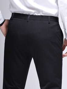 Pantalones largos formales negros para hombre, pantalones de caballero