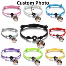 Customizable Photo Projection Bracelet, Stainless Steel Round Projection Pearl, Personalized Colorful Woven Adjustable Projection Bracelet