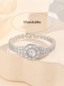 1 件女士银色铜合金防水石英圆形手表适合日常装饰 - 銀色 - 查看 5