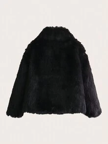 大後襟領外套 - 黑色 - 查看 2