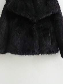 大後襟領外套 - 黑色 - 查看 4