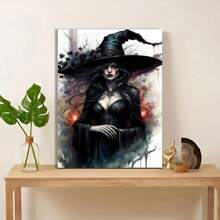 1 Pc Wooden Framed Halloween Wall Art, Horrible Witch In Fairytale Forest Nature Wrapped Canvas Prints Poster Hanging Hardware Included, Home Living Room Office Wall Decor - 24*36吋/60*90公分 附框 - 查看 5