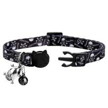 1pc Adjustable Halloween Cat Collar With Pendant, Buckle And Bell - Multicolor - View 10