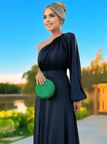 Long Bridesmaid Party Dress Bridesmaid Guest Light Summer - Black - View 2