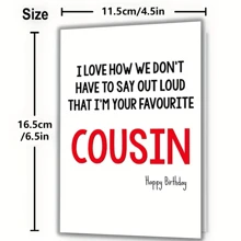 1 张有趣的表兄弟生日贺卡 - 生日快乐，幽默最喜欢的表兄弟贺卡，适合男士、女士、爸爸、兄弟姐妹、丈夫、男朋友 - 适合 14 岁以上的祝福、圣诞节 - 彩色 - 查看 2