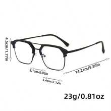 1 par de gafas rectangulares de doble haz sin graduación, de color negro, con montura de metal, adecuadas para todas las estaciones, de moda, con estilo retro, ideales para el trabajo de oficina, las compras, la decoración, el aprendizaje de los estudiantes, la lectura, las reuniones de negocios, los juegos, la protección ocular, las fiestas, los viajes, los deportes, los espectáculos en escena y la conducción.