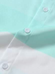 男士休闲长袖条纹纽扣衬衫，春秋 - 白色 - 查看 7