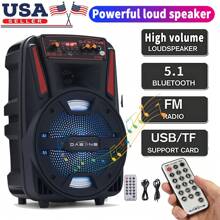 Dazone Altavoz Bluetooth portátil de 8" con subwoofer, altavoz inalámbrico con micrófono, recargable por USB, sonido de graves potentes, sistema de sonido para fiesta con LED, AUX, FM, control remoto y asa con luz LED - Negro - Ver 2
