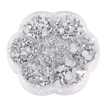 5000pcs/Box, 2mm 3mm 4mm 5mm 6mm, 5 Sizes, Silver Base Crystal Beads Stones,Flower Shape Box Packed, Round Flatback Rhinestones Multi Colors Crystal Gems Non HotFix DMC Jewelry Beads Glass Stones Diamond 3D Pattern Design Accessories Glitter Manicure Decal Decorations For Clothes,Bag,Shoes,Cups,Phone Covers,Handicrafts,Diy Trim.