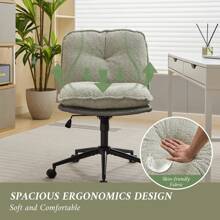 Oversize Seat Cirss Cross Chair With Wheels, Elegant Design Computer Chair, Adjustable Height 360° Rolling Swivel Home Office Chair For Small Space, Dressing Room, Living Room - 灰色 - 查看 5