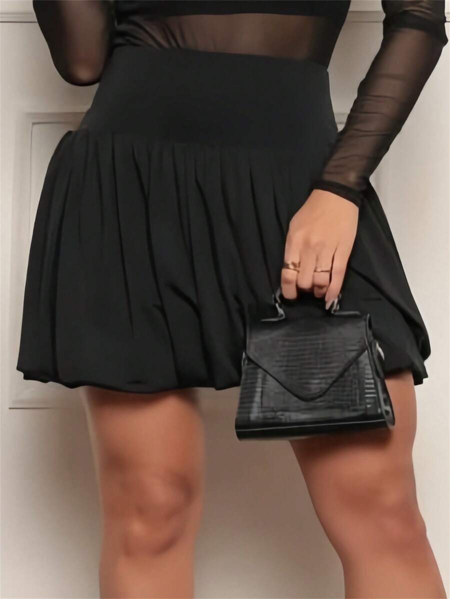 Women's Balone Bubble Skirt Short High Waist Round - màu đen - Xem 1