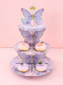 1pc Purple Butterfly Style Cake Stand Cupcake Holder, Butterfly Theme Birthday Babe Shower Wedding Party Decoration Supplies, Food Display Stand Cake Stand