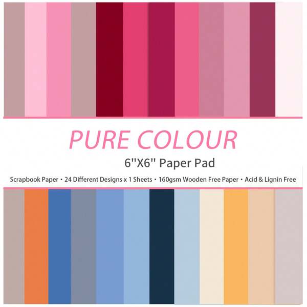 24 Sheets 6"X6" Aesthetics Solid Color Scrapbook Paper, Pink Blue Scrapbook Junk Handbook DIY Handmade Scrapbook Paper For Vintage Crafts Junk Journal Supplies, Easter Decorative Craft Paper For Planner Bullet Journaling Junk Journal Retro Crafts Back To School