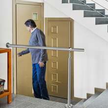 VA-Cerulean Stainless Steel Entrance Railing 80cm/100cm/120cm/150cm/180cm/200cm Stair Railing Handrail Railing For Indoor Outdoor Stairs Wall Handrail With 1 Post - Silver - View 3