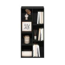 Luder 7-Cube Reversible Open Shelf Bookcase, Wood Finish, Versatile Storage Organizer For Living Room, Bedroom, Office, Study, Home Office, Black - Black - View 5