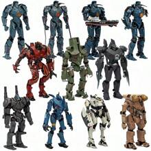 NECA Pacific Rim Battle Mech, Revenge Wanderer, Dual Blade Wanderer, Danger Wanderer, Eureka, Melancholy Romeo, Storm Red, Russian Mech Cherno, Invisible Ronin, Normal Version Wanderer, Damaged Wanderer, Horizon Warrior, Japanese Tango Wolf Mech Model Figura de acción - Tarjeta Pacific Rim montada - Ver 6