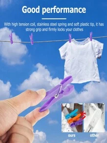 24Pcs Clothes Pegs For Washing Line Strong Grip Washing Pegs Clothespin Soft Plastic Clothes Clips Home Laundry Pegs Windproof