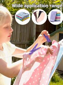 24Pcs Clothes Pegs For Washing Line Strong Grip Washing Pegs Clothespin Soft Plastic Clothes Clips Home Laundry Pegs Windproof