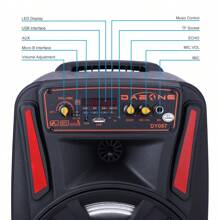Dazone Altavoz Bluetooth portátil de 8" con subwoofer, altavoz inalámbrico con micrófono, recargable por USB, sonido de graves potentes, sistema de sonido para fiesta con LED, AUX, FM, control remoto y asa con luz LED - Negro - Ver 7