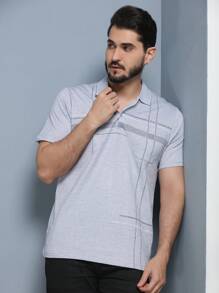 Men's Polo Shirt Summer 2024 With Button And Elastic 5 Colors - 灰色 - 查看 5