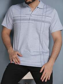 Men's Polo Shirt Summer 2024 With Button And Elastic 5 Colors - 灰色 - 查看 1