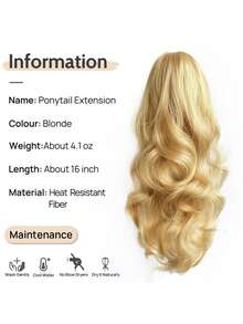 16Inch Ponytail Extension Hair Pony Tails Extensions Clip On Ponytails For Women In Wig Wavy - Multicolor - View 15