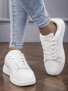 Women Outdoor Casual Canvas Sneakers White Thin Sole Lace-Up Leisure Shoes