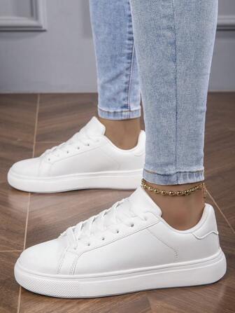 Women Outdoor Casual Canvas Sneakers White Thin Sole Lace-Up Leisure Shoes