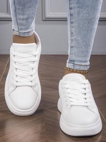 Women Outdoor Casual Canvas Sneakers White Thin Sole Lace-Up Leisure Shoes