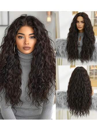 This Is A 28 Inch Long Fluffy Brown Mid-Section Curly Wig, Designed For Women, Suitable For Women's Holiday Cosplay Halloween Christmas Daily Use