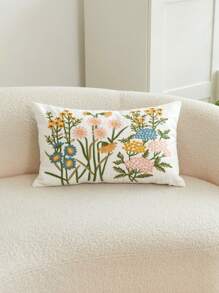 1 Stück Kissenbezug mit mehrfarbiger Gänseblümchen Stickerei, Heimdekoration für Wohnzimmer und Schlafzimmer