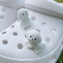 4pcs 3D Cute Puppy Shoe Charm Adorable Poodle Dog Shoe Decoration For Clogs Sandals, Beach Bags, Great Gift For Holiday Party