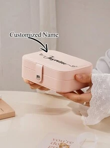 Personalized PU Jewelry Box With Name, Custom Name Jewelry Organizer Case With Adjustable Compartments, Personalized Gifts For Women,Bridesmaid, Mother, Friend, Teacher