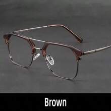 1 par de gafas rectangulares de doble haz sin graduación, de color negro, con montura de metal, adecuadas para todas las estaciones, de moda, con estilo retro, ideales para el trabajo de oficina, las compras, la decoración, el aprendizaje de los estudiantes, la lectura, las reuniones de negocios, los juegos, la protección ocular, las fiestas, los viajes, los deportes, los espectáculos en escena y la conducción.