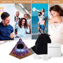 Orgone Pyramid For Positive Energy, Orgonite Healing Crystal Pyramids For Reduce Stress Chakra Reiki Healing Meditation Attracts Lucky And Success - 紫水晶&黑曜石-b - 查看 5