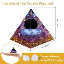 Orgone Pyramid For Positive Energy, Orgonite Healing Crystal Pyramids For Reduce Stress Chakra Reiki Healing Meditation Attracts Lucky And Success - 紫水晶&黑曜石-b - 查看 2