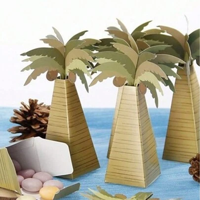 5/10/15/24 件夏威夷椰子棕榈树糖果盒 - 异国热带派对礼物 - 营造节日氛围，圣诞礼品包装，万圣节礼品包装，节日礼品包装，感恩节礼品包装