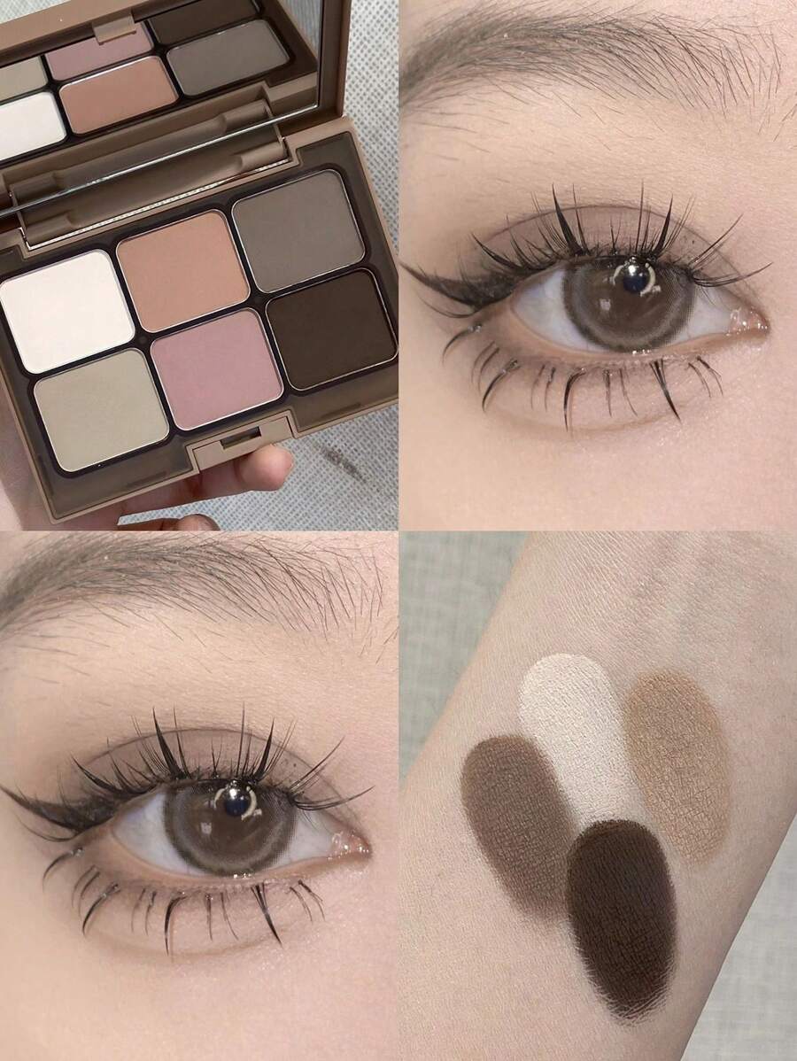 6色眼影盤，霧面持久眼影盤腮紅裸色眼影粉盒