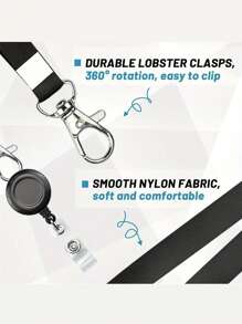 1 件装黑色可伸缩透明徽章卷轴带徽章夹适用于教师办公室职员卡夹钱包名片夹信用卡夹教师挂绳带身份证夹卡夹女士