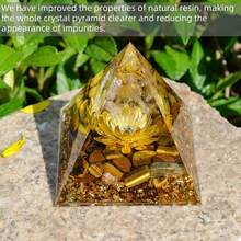 Orgone Pyramid Flower Of Life Crystals And Healing Crystal Pyramid Chakra Reiki Positive Energy Generator - 虎眼石&白水晶 - 查看 3