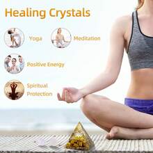 Orgone Pyramid Flower Of Life Crystals And Healing Crystal Pyramid Chakra Reiki Positive Energy Generator - 虎眼石&白水晶 - 查看 5