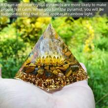 Orgone Pyramid Flower Of Life Crystals And Healing Crystal Pyramid Chakra Reiki Positive Energy Generator - 虎眼石&白水晶 - 查看 4