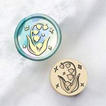 CYFUN DESIGN 1pc Laser Engraved Mini Sealing Wax Stamp With Copper Head, Without Handle - Gold - View 21
