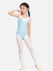 DonsGirl 1pc Girls' Floral Lace Ballet Dance Leotard With Crotch Snap