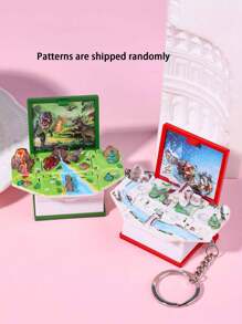 1/2/8pcs 3D Folding Magic Book Mini Keychain, Decompression Creative Keyring, Random Pattern Christmas & Halloween Small Gift Car Accessories Bag Charm School Letter