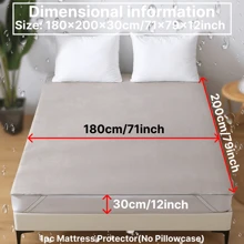 1pc Waterproof Knitted Terry Cloth Mattress Protector(No Pillowcase)-Skin-Friendly, Comfortable, Soft And Breathable Mattress Cover, Noise-Free, Suitable For Apartments, Bedrooms, School Dormitories, And Guest Rooms - Grey - View 24