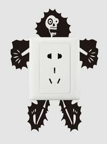 1 pieza Pegatina de pared decorativa para dormitorio, sala de estar y entradas con diseño de calabaza de espantapájaros con calavera eléctrica, desmontable y resistente al agua, para decoración de Halloween
