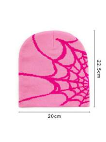 3pcs/Set Casual Spider Web Acrylic Colorblock Knit Beanies For Daily Wear Skull Skeleton
