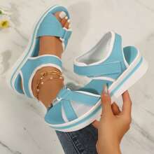 Women's High Heel Sandals - Casual Summer Outdoor Wedges With Adjustable Platform For Comfortable Travel & Leisure - 淺藍色 - 查看 3